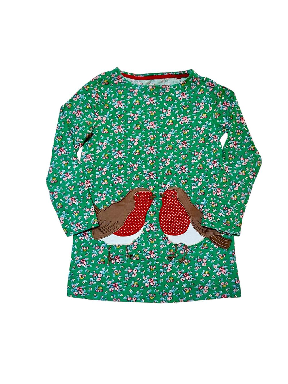 Mini Boden Robin Appliqué Floral Tunic Dress Size 8/9